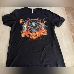 Vintage Trivium Heavy Metal Band Skull T-Shirt Black Graphics Both Sides XL